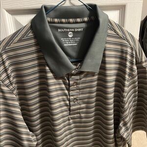 Men's Striped Polo - Gray